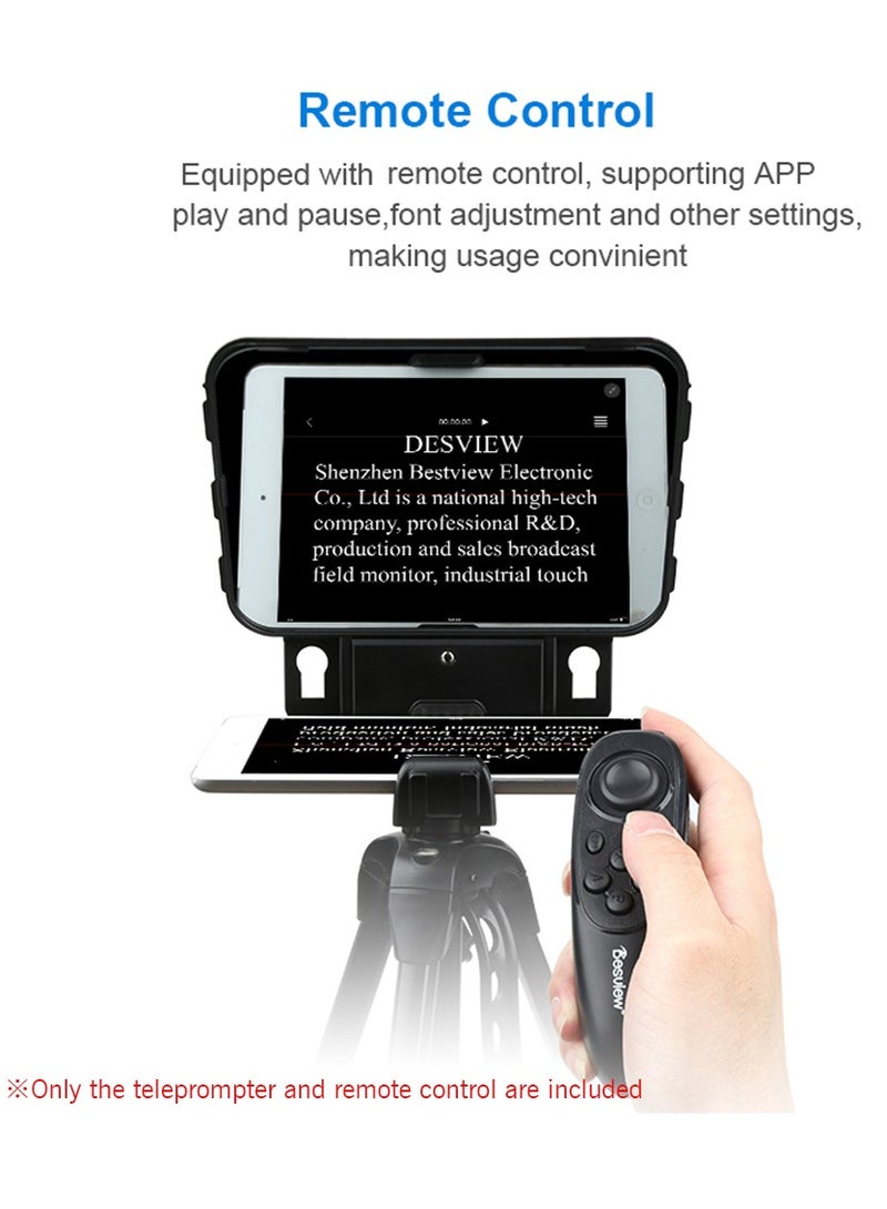 Bestview Upgraded Smartphone/Tablet/DSLR Camera Teleprompter Prompter with Remote Control Lens Adapter Ring Supports Ultra Wide Angle Lens for Stage Speech Live Streaming Online Video Vlog - Image 5