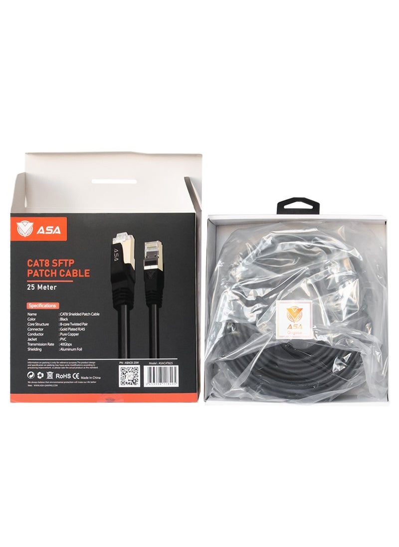 ASA - High Speed CAT8 Ethernet Cable 25m 40Gbps, 2000Mhz, SFTP with Gold Plated RJ45 Connector - Image 1