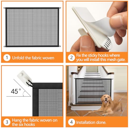 Cupount 2-Pack Dog Gate for Stairs Pet Gates for The House: Dogs Screen Mesh Gate for Doorways Stairways Indoor 29 inch Tall, 34 inch Wide, Fits Openings 28'' to 31'' Wide - Image 4