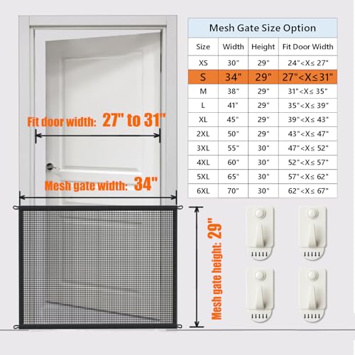 Cupount 2-Pack Dog Gate for Stairs Pet Gates for The House: Dogs Screen Mesh Gate for Doorways Stairways Indoor 29 inch Tall, 34 inch Wide, Fits Openings 28'' to 31'' Wide - Image 3
