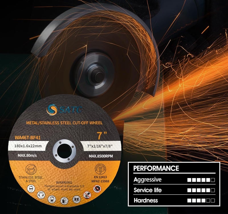 S SATC 7" Cutting Wheel 25 PCS Metal Cutting Blade 7 x 1/16 x 7/8 inch Cutting Disc Die Grinder Disc Fits Angle Grinder Air Tool - Image 5