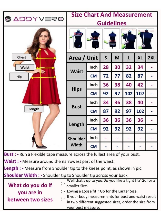 Addyvero - ADDYVERO Round Neck Sleeveless Cotton Blend Solid Fit and Flare Midi Women Dress (Red, M) - Image 1