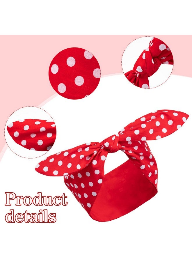 Hicarer 4 Pcs Polka Dot Bow Headband Retro Polka Dot Hair Bandanas For Women Girls Halloween Headwrap Party Accessories(Big Polka Dot) - Image 3