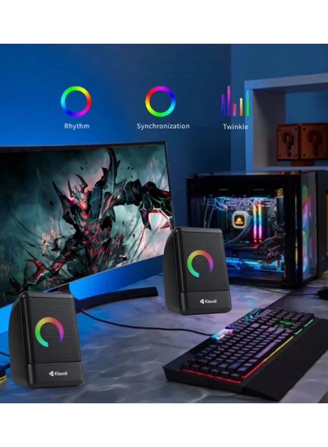 Kisonli L-8080 Wired USB Speaker – Powerful Stereo Sound with Modern Design for PC and Laptop - Image 3