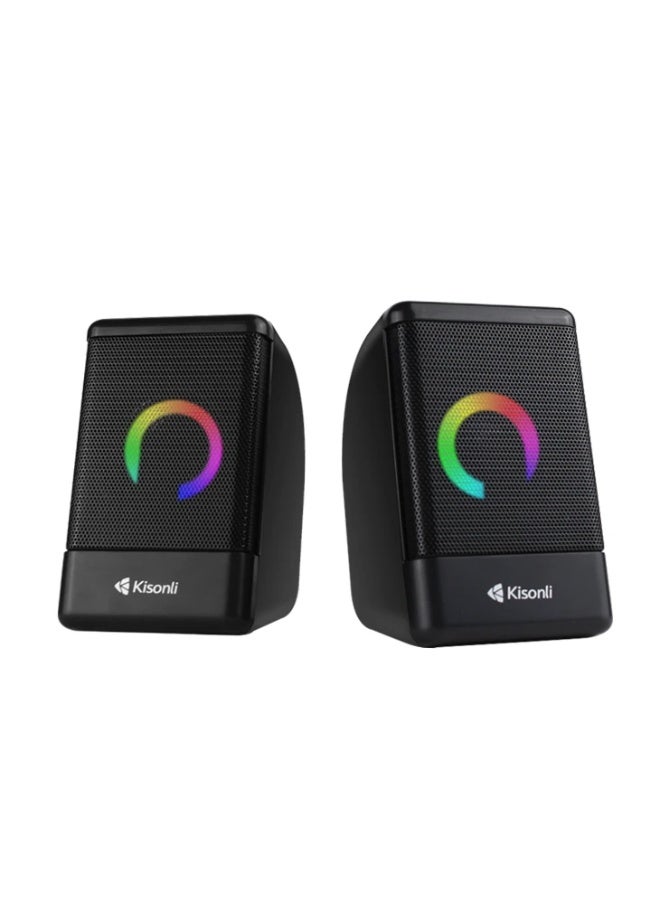 Kisonli L-8080 Wired USB Speaker – Powerful Stereo Sound with Modern Design for PC and Laptop - Image 1