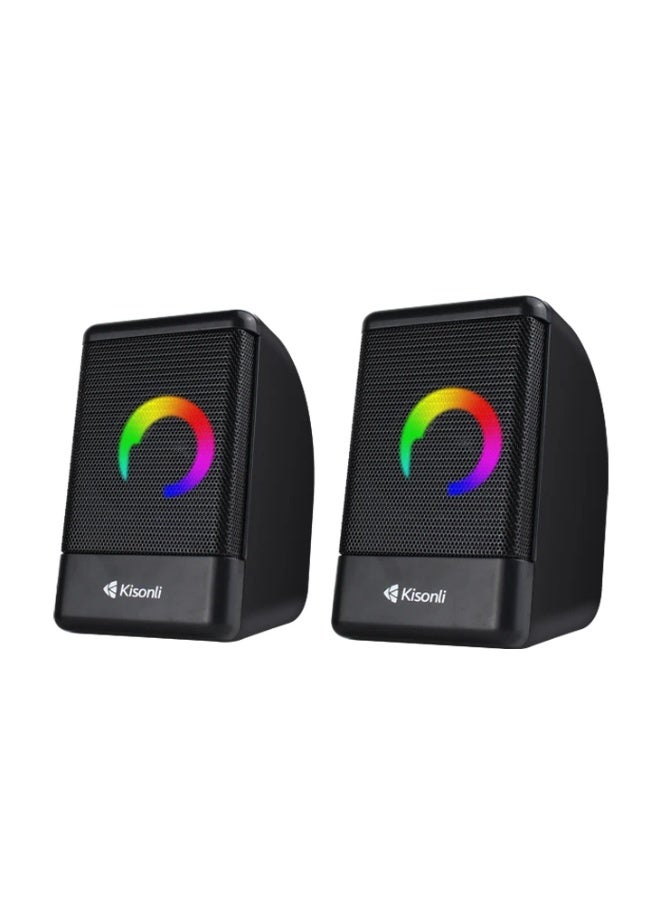 Kisonli L-8080 Wired USB Speaker – Powerful Stereo Sound with Modern Design for PC and Laptop - Image 2