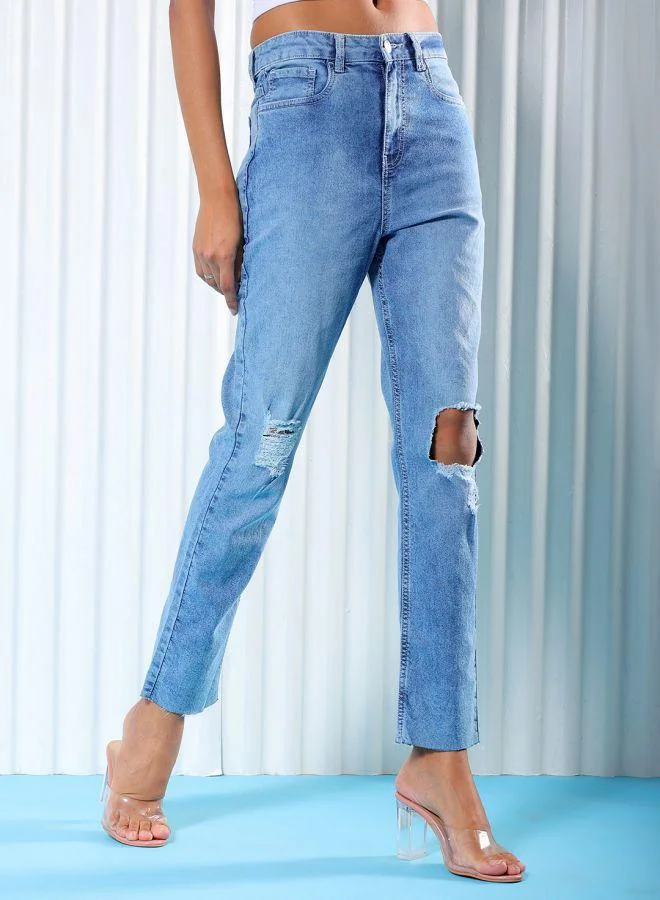 Freehand  Women Straight Fit Solid High-Rise Jeans for Women | Best Price UAE