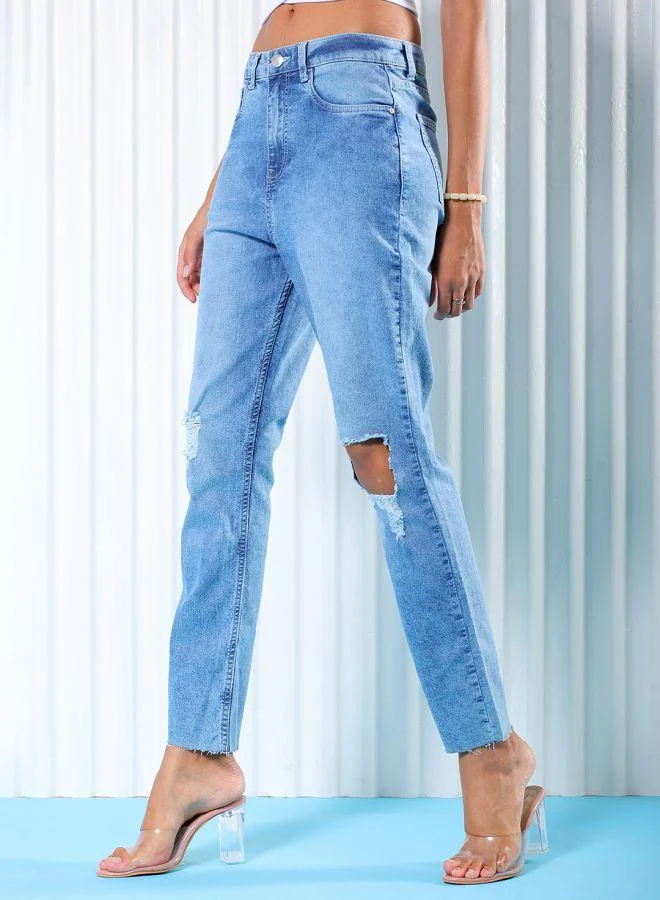 Freehand  Women Straight Fit Solid High-Rise Jeans for Women | Best Price UAE