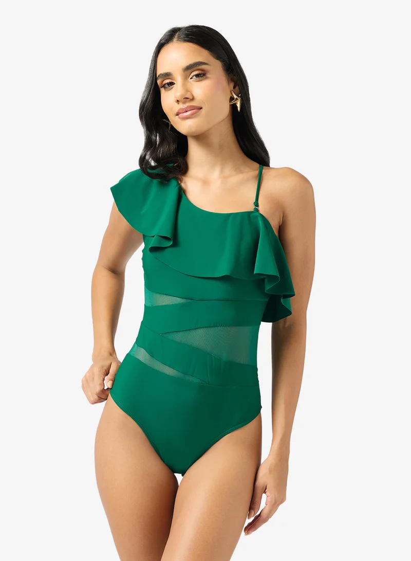 ELLA Ruffled One Shoulder Swimsuit