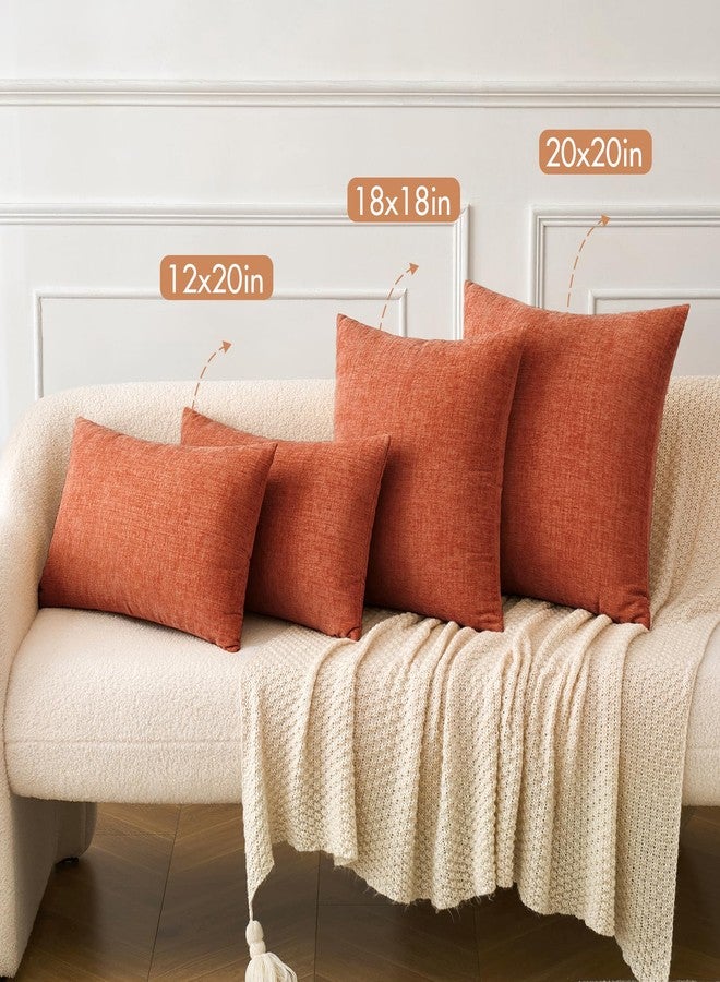 MIULEE Pack of 2 Burnt Orange Throw Pillow Covers 12x20 Inch Soft Chenille Pillow Covers for Sofa Living Room Couch Solid Dyed Cases - Image 4