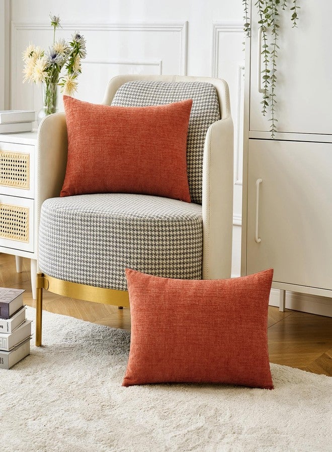 MIULEE Pack of 2 Burnt Orange Throw Pillow Covers 12x20 Inch Soft Chenille Pillow Covers for Sofa Living Room Couch Solid Dyed Cases - Image 5