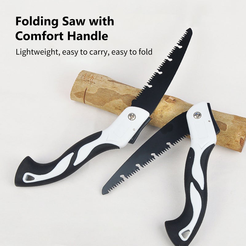 Folding Saw: M Size, Safety Lock, 3-side Ground Teeth - Premium Manganese Steel, Non-slip Comfort Handle, Wood Cutting Saw for Garden Branch Trimming - Image 4