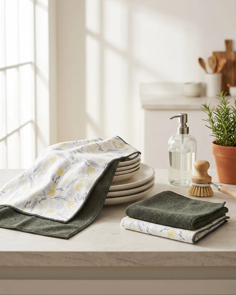 Redtag Assorted Printed Microfiber Kitchen Towel (4 Pieces)
