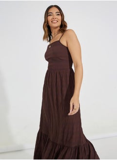 Styli Strappy Textured A-Line Maxi Dress  - Image 5