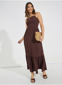 Styli Strappy Textured A-Line Maxi Dress  - Image 4