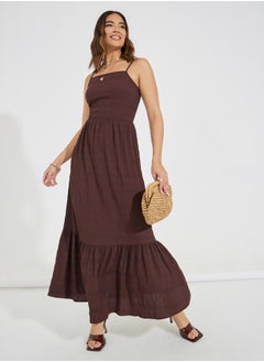 Styli Strappy Textured A-Line Maxi Dress  - Image 2