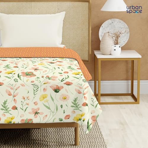 Urban Space 100% Cotton Malmal Double Bed Dohar, All Season Reversible Blanket, Soft, Lightweight and Breathable Ac Dohar/Quilt/Blanket/for Bed, Sofa AC Blanket (86 x 95 inch, Meadows Buttercream) - Image 2