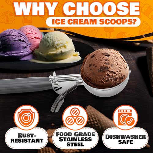 Reluen 4 oz Ice Cream Scoop with Trigger Release #8 – Stainless Steel Versatile Tool for Baking, Cookies and Desserts Spoons, Dishwasher-Safe, Ergonomic Design, Great as Christmas Gifts for Dessert Lovers - Image 3