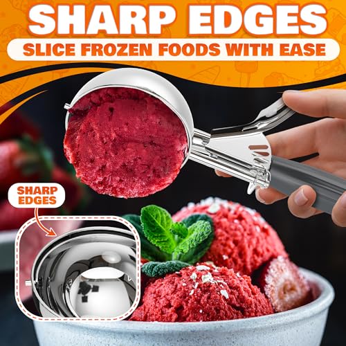 Reluen 4 oz Ice Cream Scoop with Trigger Release #8 – Stainless Steel Versatile Tool for Baking, Cookies and Desserts Spoons, Dishwasher-Safe, Ergonomic Design, Great as Christmas Gifts for Dessert Lovers - Image 5
