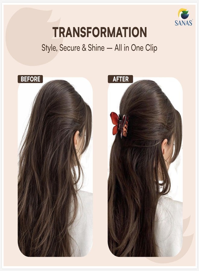 Sanas Hair Clips For Girls (3Pcs) Butterfly Clutchers For Hair Clips For Women Stylish Claw Clips For Women Aesthetic Claw Clip Fashion Accessories For Girls Teenage (3Pcs) (Versatile 3 Shades) - Image 3
