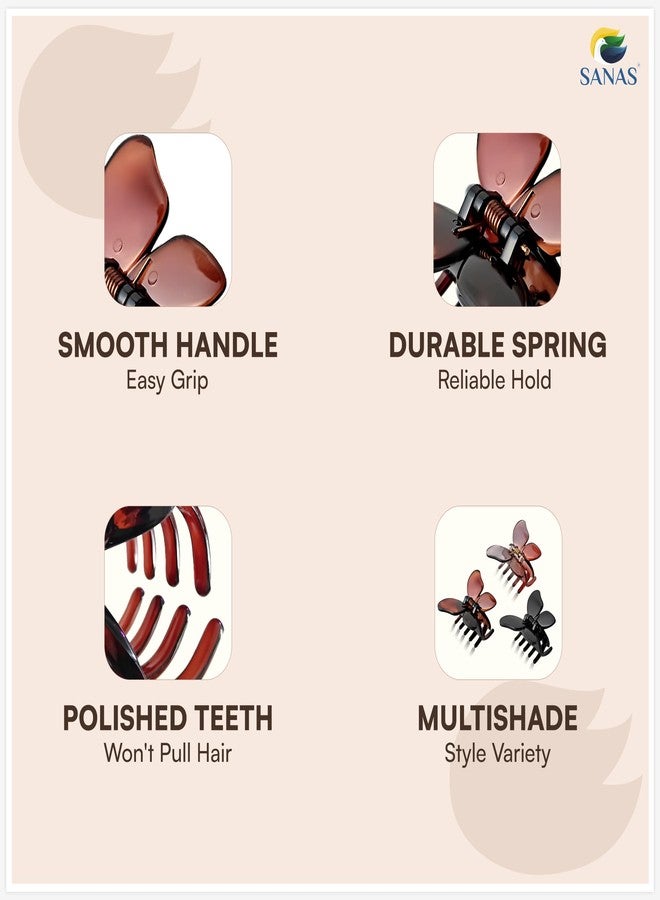 Sanas Hair Clips For Girls (3Pcs) Butterfly Clutchers For Hair Clips For Women Stylish Claw Clips For Women Aesthetic Claw Clip Fashion Accessories For Girls Teenage (3Pcs) (Versatile 3 Shades) - Image 4