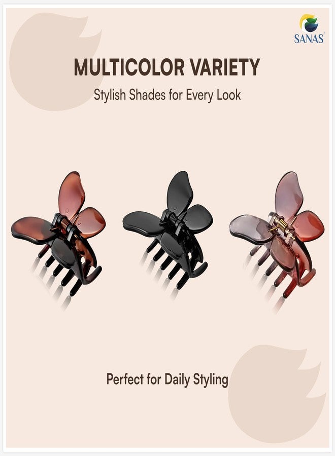 Sanas Hair Clips For Girls (3Pcs) Butterfly Clutchers For Hair Clips For Women Stylish Claw Clips For Women Aesthetic Claw Clip Fashion Accessories For Girls Teenage (3Pcs) (Versatile 3 Shades) - Image 5
