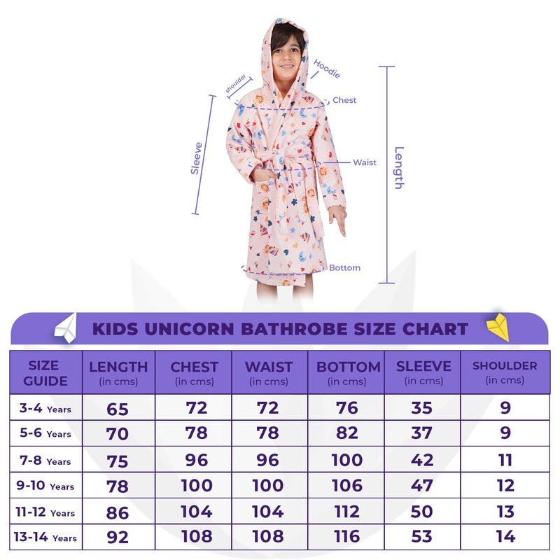 Rangoli 100% Cotton Kids Bathrobe, Peach, 9-10 Years - Image 4