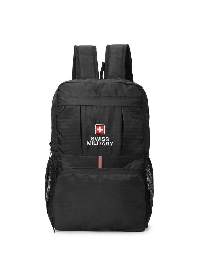 SWISS MILITARY - Swiss Military Foldable Backpack, Foldable Bag for Travel for Men, Women,Kids|Space Saving & Durable, Lightweight|Travel Backpack for Men, Bagpacker Bag for Men, 13.2L, Black, 1 - Image 1
