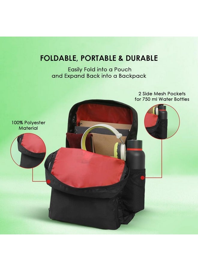 SWISS MILITARY - Swiss Military Foldable Backpack, Foldable Bag for Travel for Men, Women,Kids|Space Saving & Durable, Lightweight|Travel Backpack for Men, Bagpacker Bag for Men, 13.2L, Black, 1 - Image 1