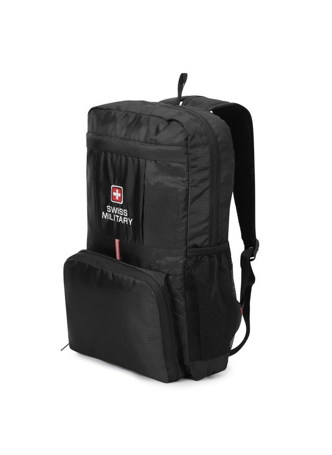 SWISS MILITARY - Swiss Military Foldable Backpack, Foldable Bag for Travel for Men, Women,Kids|Space Saving & Durable, Lightweight|Travel Backpack for Men, Bagpacker Bag for Men, 13.2L, Black, 1 - Image 1
