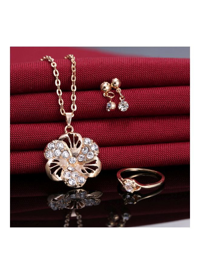4-Piece Crystal Studded Jewelry Set