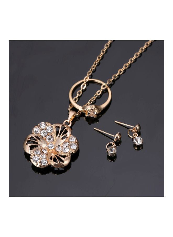 4-Piece Crystal Studded Jewelry Set