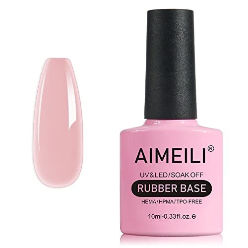 AIMEILI Hema Free Rubber Base Gel For Nails Soak Off U V LED Clear Sheer Gel Nail Polish 4 in 1 Nail StrengthenEnhanceBase CoatColor 451 10ml - Image 2