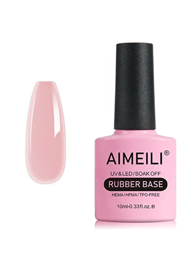AIMEILI Hema Free Rubber Base Gel For Nails Soak Off U V LED Clear Sheer Gel Nail Polish 4 in 1 Nail StrengthenEnhanceBase CoatColor 451 10ml - Image 1