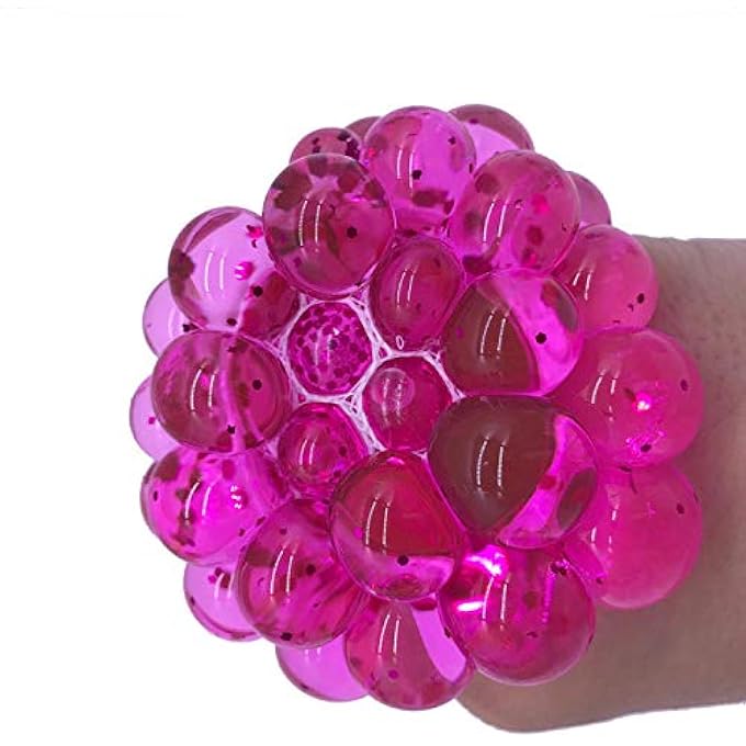 NJ 4pcs Polyethylene Colourful Mesh Ball Squishy Toys Stress Glowing Squeeze Grape Toy Antistress Ball Stress Ballrandom Color - Image 4