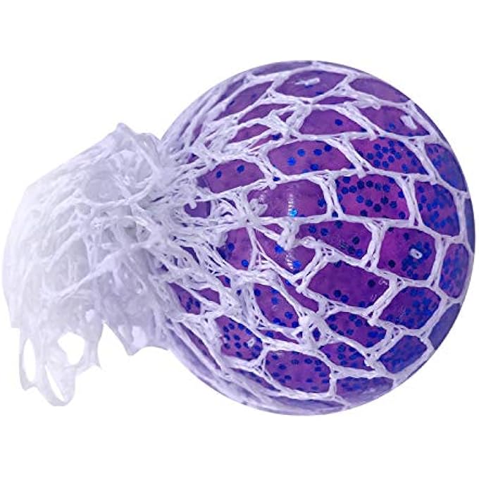 NJ 4pcs Polyethylene Colourful Mesh Ball Squishy Toys Stress Glowing Squeeze Grape Toy Antistress Ball Stress Ballrandom Color - Image 2