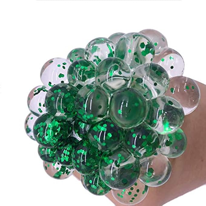 NJ 4pcs Polyethylene Colourful Mesh Ball Squishy Toys Stress Glowing Squeeze Grape Toy Antistress Ball Stress Ballrandom Color - Image 5