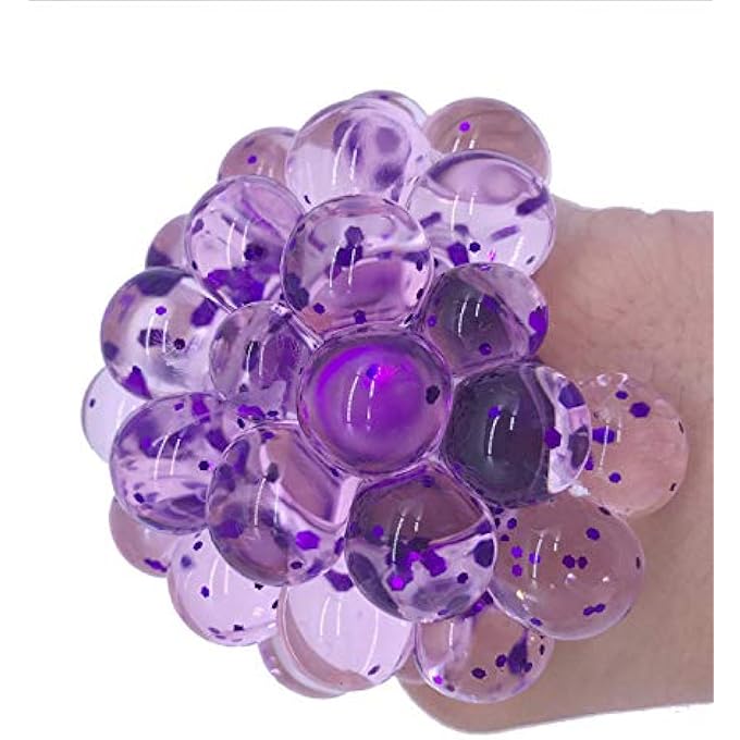 NJ 4pcs Polyethylene Colourful Mesh Ball Squishy Toys Stress Glowing Squeeze Grape Toy Antistress Ball Stress Ballrandom Color - Image 3