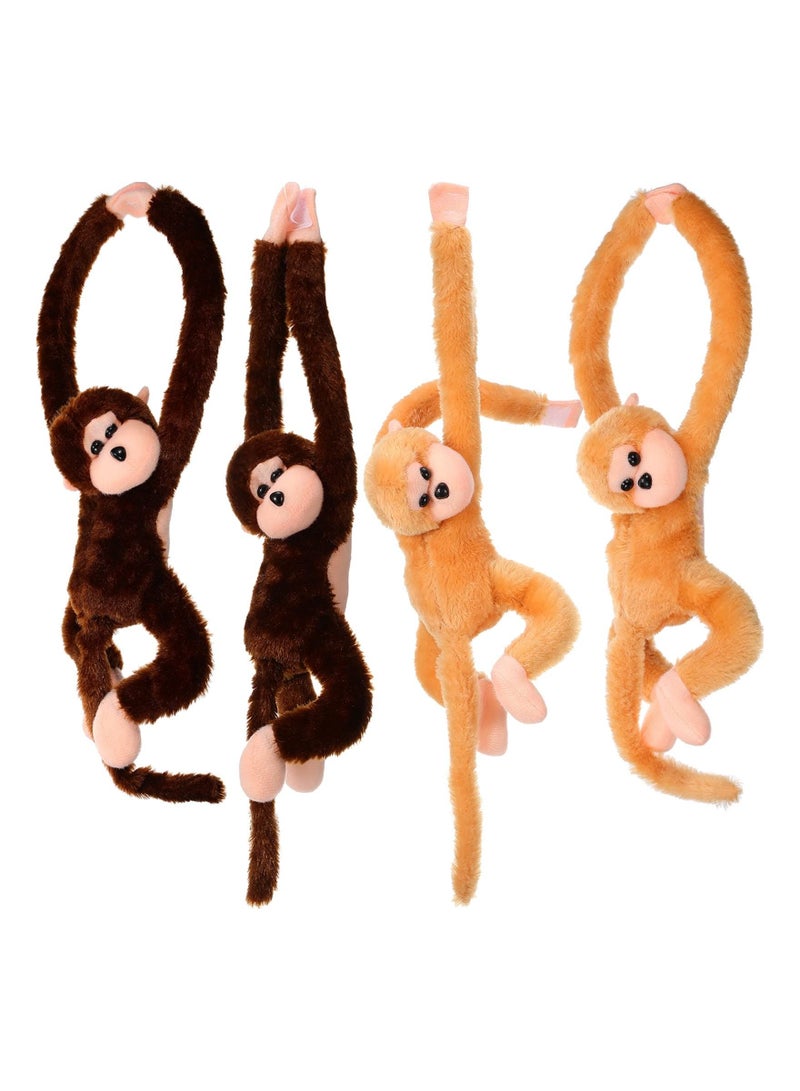 4 Packs Stuffed Monkey Hanging Monkey Stuffed Animal Monkey Plush Toy with Hook and Loop Fasteners Hands Large Stuffed Animal, Monkey Hanging 23 Inch for Adults Gifts Decors - Image 1