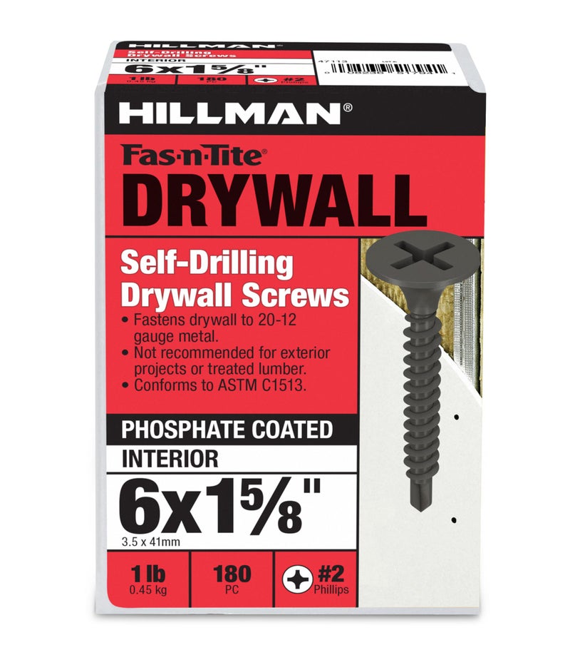 Hillman The Hillman Group 47113 6 x 1-5/8-Inch Self Drilling Drywall Screw Number 2 Self Drilling Point,black - Image 2