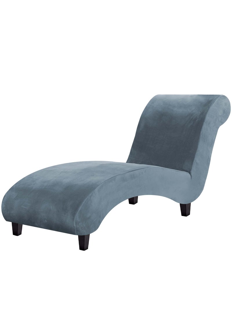 H.VERSAILTEX HVERSAILTEX Chaise Lounge Cover Indoor Velvet Chaise Slipcover High Stretch Lounge Chair Cover Luxury Armless Chaise Cover for Living Room Machine Washable Stone Blue 