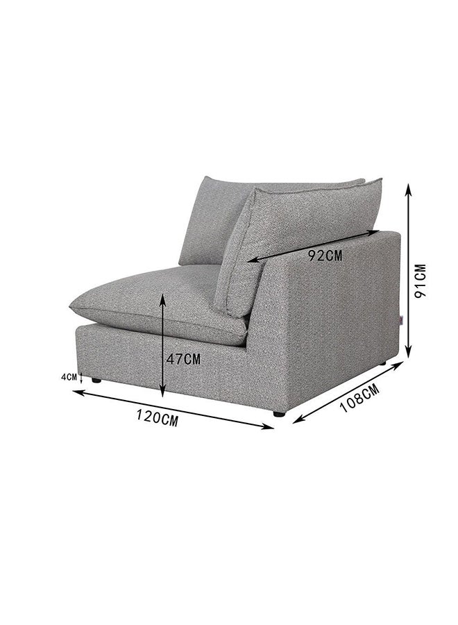 DANUBE HOME Napoleon 1 Seater With Right Arm Fabric Modular Sofa Accent Chair Modern Design One Seat Sofas Comfortable Living Room Seating Furniture For Home L 120 x W 108 x H 91 cm Grey - Image 4