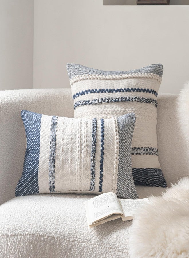 Cethom Boho Throw Pillow Covers 20x20 Inch Set of 2, Navy Blue Textured Decorative Couch Pillow Cases for Farmhouse Home Decor, Accent Cushion Cover for Sofa, Bed, Living Room, Bedroom - Image 2
