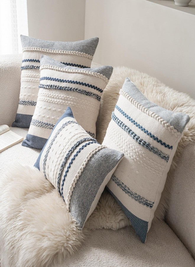 Cethom Boho Throw Pillow Covers 20x20 Inch Set of 2, Navy Blue Textured Decorative Couch Pillow Cases for Farmhouse Home Decor, Accent Cushion Cover for Sofa, Bed, Living Room, Bedroom - Image 5