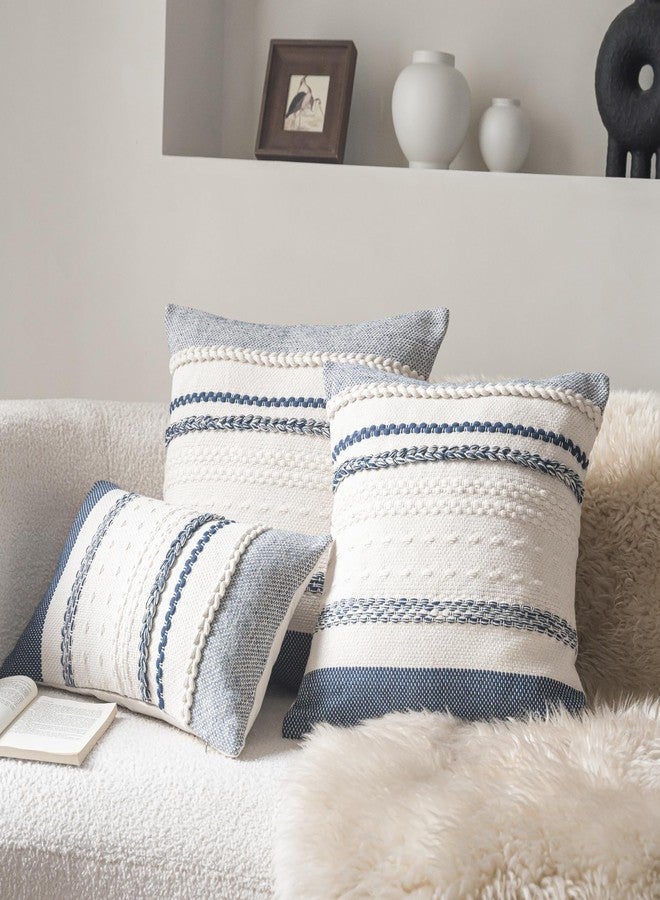 Cethom Boho Throw Pillow Covers 20x20 Inch Set of 2, Navy Blue Textured Decorative Couch Pillow Cases for Farmhouse Home Decor, Accent Cushion Cover for Sofa, Bed, Living Room, Bedroom - Image 4