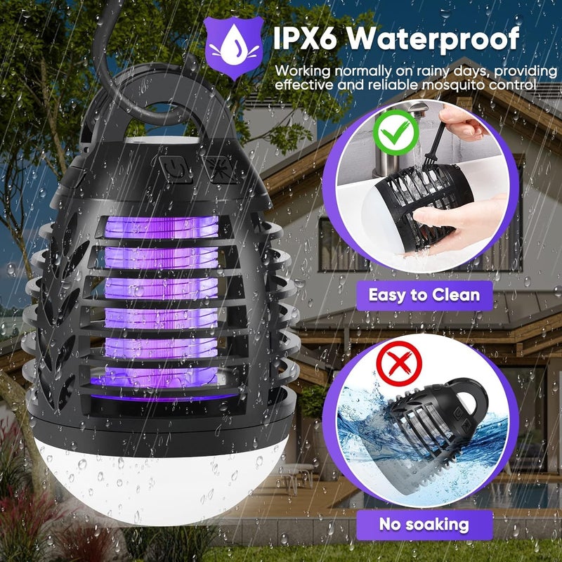 Barakah Bug Zapper Outdoor Mosquito Killer Lamp Portable Bug Zapper Rechargeable Camping Bug Zapper IP66 Waterproof Cordless Bug Zapper for Tent, Camping Accessories, Camping Gear Must Haves - Image 3