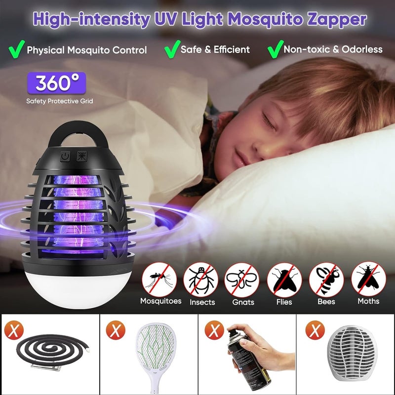 Barakah Bug Zapper Outdoor Mosquito Killer Lamp Portable Bug Zapper Rechargeable Camping Bug Zapper IP66 Waterproof Cordless Bug Zapper for Tent, Camping Accessories, Camping Gear Must Haves - Image 2