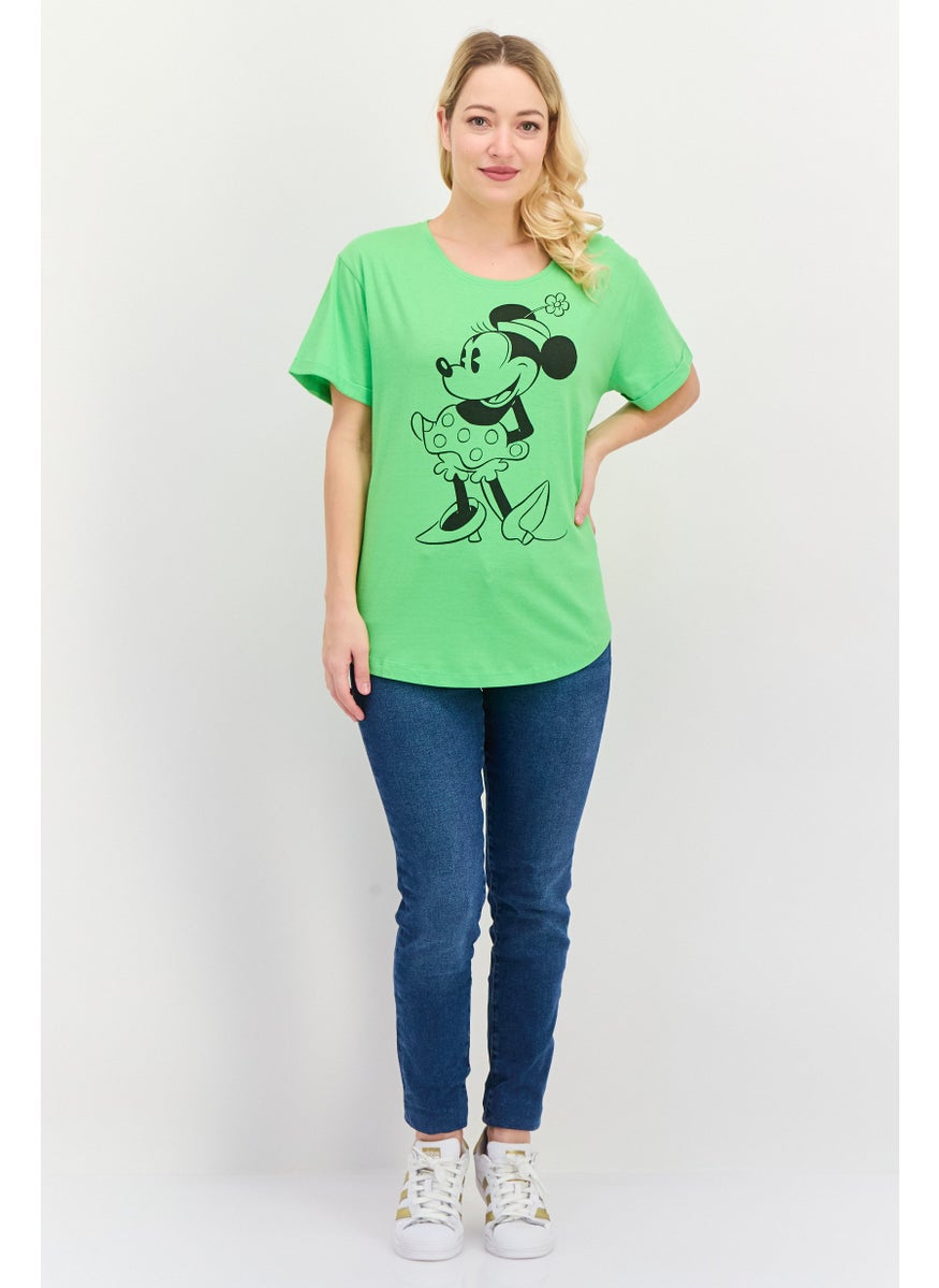 Women Round Neck Short Sleeves Graphic Print T-Shirt, Lime Green - pzsku/Z99A187E6378F192DE95BZ/45/_/1737642305/13b85b99-fa52-4e06-8777-69970067b28e