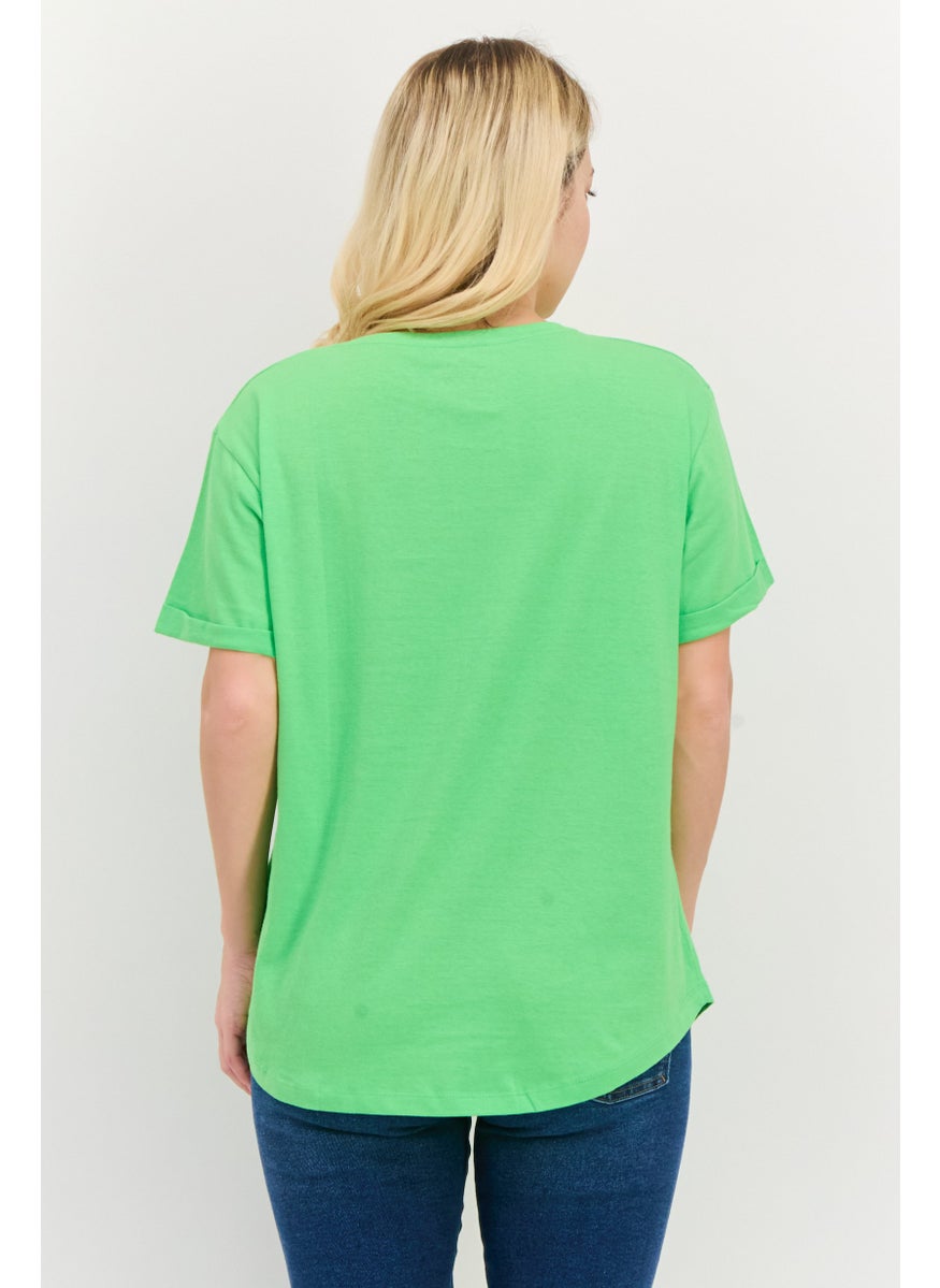 Women Round Neck Short Sleeves Graphic Print T-Shirt, Lime Green - pzsku/Z99A187E6378F192DE95BZ/45/_/1737642307/ed60b33b-31f5-4df6-ab1d-3c8c8dd3aa6a