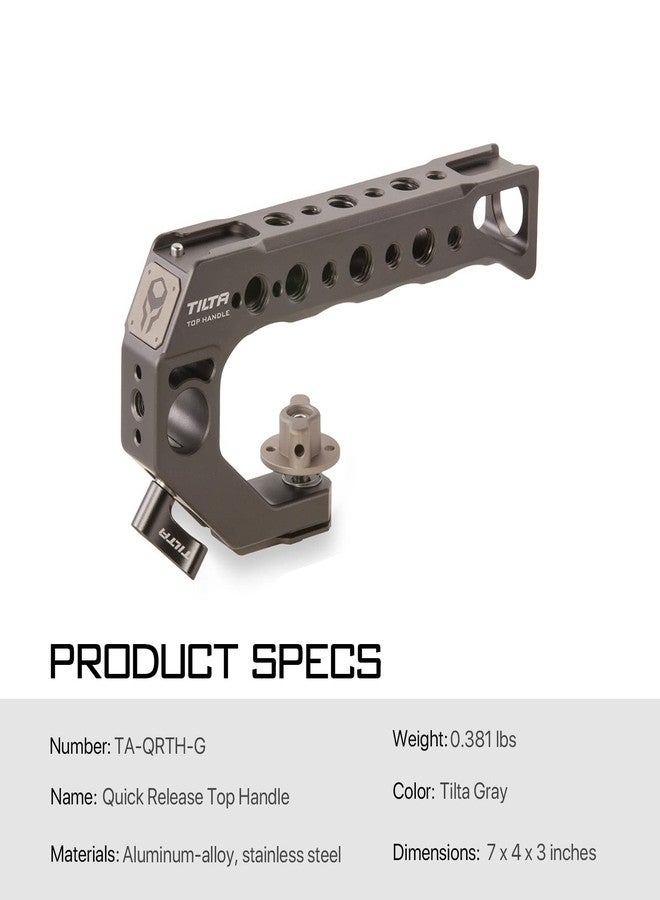 Tilta Quick Release Top Handle Universal Compatible With all Tiltaing Cages Komodo BGH1 Canon R5/R6 Sony FX3 BMPCC-6K Lightweight - Tilta Gray TA-QRTH-G - Image 3